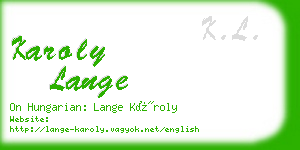 karoly lange business card